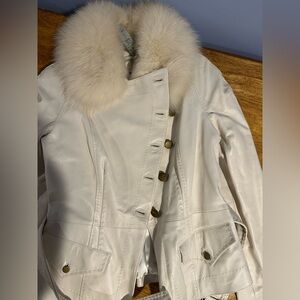 VINTAGE Cache Leather Jacket Fox 
Fur Collar